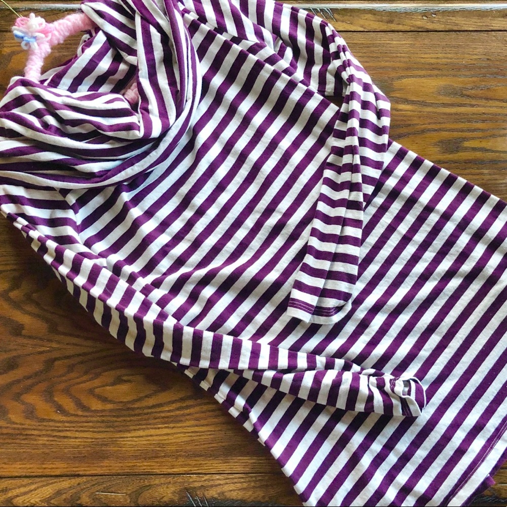 Synergy Organics striped cowl neck tunic top